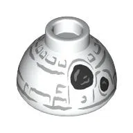 Brick Round 1.5 x 1.5 Dome Top with Snowman BB-8, Black Coals Print / White