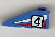 Slope 33 3 x 1 with Black Number 4 on Red and White Stripes Pattern Model Left Side (Sticker) - Set 6539