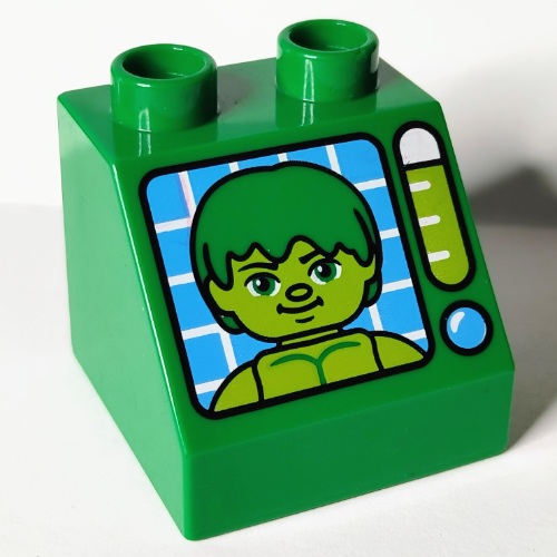 Lego Duplo Brick 2 x 2 Slope 45° with Monitor with Hulk print