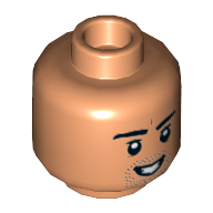 Lego Minifig Head Gilgamesh, Beard Stubble, Smile with Teeth / Angry Print / Nougat