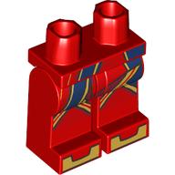 Lego Hips and Red Legs with Dark Blue/Gold Straps, Toes print / Red