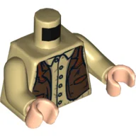 Torso, Shirt with Buttons and Brown Western Style Vest Print, Tan Arms, Light Nougat Hands / Tan