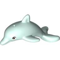 Lego Animal, Dolphin, Jumping with Brown Eyes print / Light Aqua