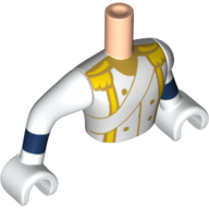 Lego Minidoll Torso Man with White Uniform, Sash, Gold Stripes on Buttons Print (Prince Eric) / Light Nougat