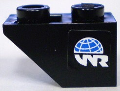 Lego Slope, Inverted 45 2 x 1 with World Racers Logo on Black Background Pattern Model Right Side (Sticker) - Sets 8897 / 8898 / Black