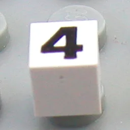 Modulex Tile 1 x 1 with Black '4' Print with No Lining / Modulex White