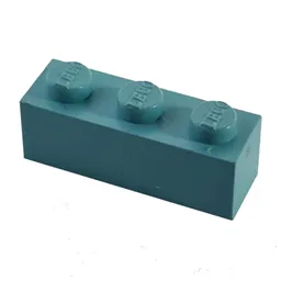 Modulex Brick 1 x 3 with LEGO on Stud / Modulex Pastel Blue