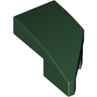 Lego Brick Wedged, Curved 2 x 1 with Stud Notch Left / Dark Green
