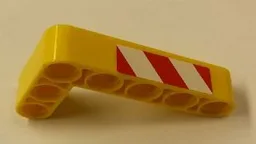 Technic, Liftarm, Modified Bent Thick L-Shape 3 x 5 with Red and White Danger Stripes Pattern Model Left Side (Sticker) - Set 42006