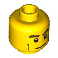 Lego Minifig Head Diver / Knight, Brown Eyebrows, Cheek Lines, Mouth Closed / Mouth Open Scared Print / Yellow