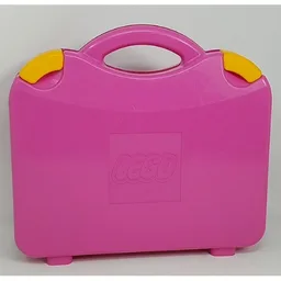 Storage Case, with Rounded Corners, Dark Pink Lid, Bright Light Orange Latches / Magenta