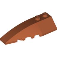 Lego Brick Wedged, Curved 6 x 2 Left, Inner Ridges / Dark Orange