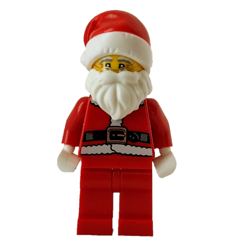 Lego Santa, Coat and Belt, Plain Red Legs, Santa Hat (3626c Head)