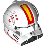 Lego Helmet Clone Pilot with Open Visor with Red, Yellow Markings print / White