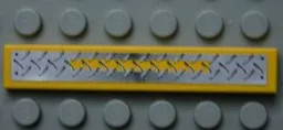 Tile 1 x 6 with Silver Tread Plate and Yellow Stripe Pattern (Sticker)- Set 8364