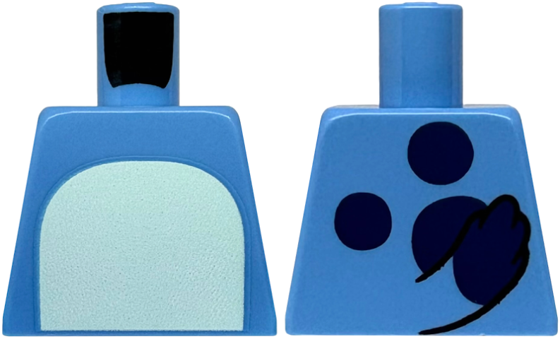 Lego Torso with Light Aqua Stomach, Dark Blue Spots and Tail on Back Pattern