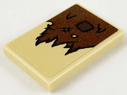 Tile 2 x 3 with Reddish Brown Tattered Cloth and Dark Brown Patch Pattern (Sticker) - Set 75967 / Tan