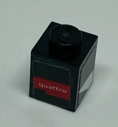 Brick 1 x 1 with 'quattro' and White Trapezoid on Adjacent Sides Pattern Model Right Side (Stickers) - Set 75872