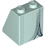 Lego Brick Sloped 65° 2 x 2 x 2 with Bottom Tube with Evening Dress with Black and Silver Spots Print / Light Aqua