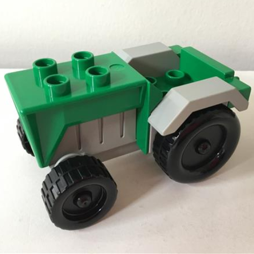 Lego Duplo Tractor with Light Gray Engine and Fenders / Green