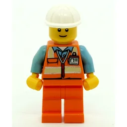 Construction Worker, Orange Safety Vest, White Hard Hat