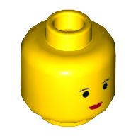 Lego Minifig Head Leia / Padawan, Small Black Eyes, Eyelashes, Small Red Lips Print [Hollow Stud] / Yellow