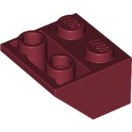 Lego Brick Sloped Inverted 45° 2 x 2 [Ovoid Bottom Pin, Bar-sized Stud Holes] / Dark Red