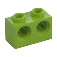 Technic Brick 1 x 2 [2 Pin Holes] / Lime
