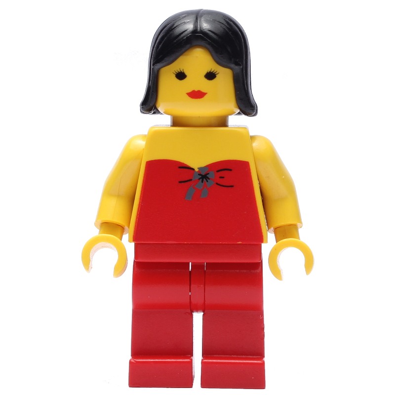 Lego Woman, Red Halter Top, Red Legs, Black Hair