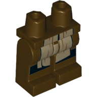 Lego Hips and Dark Brown Legs with Dark Tan Jedi Robe and Black Knees Print / Dark Brown