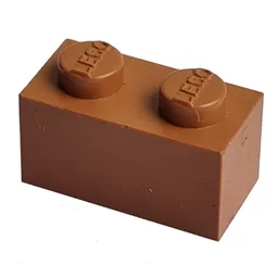 Modulex Brick 1 x 2 with LEGO on Stud / Modulex Terracotta