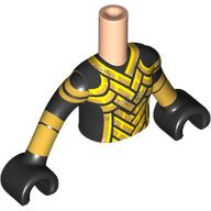 Lego Minidoll Torso Girl with Gold Straps/Uniform print, Black Arms and Hands / Light Nougat