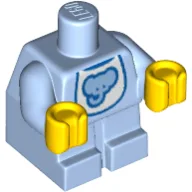Baby / Toddler Body with Fixed Arms and Yellow Hands with White Bib with Elephant Print / Bright Light Blue