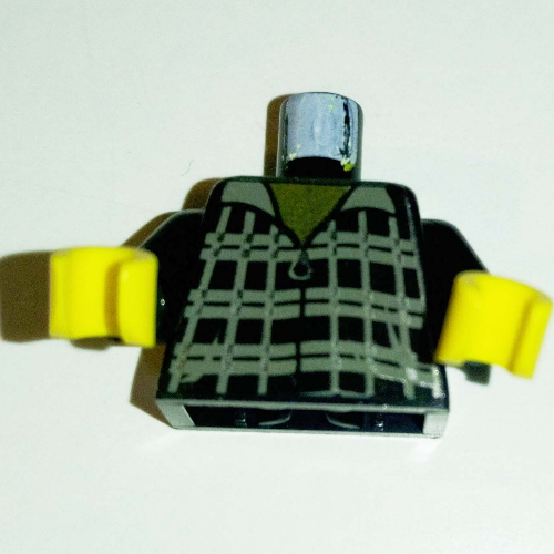 Lego Torso Plaid Shirt with Zipper Print (Ron Weasley), Black Arms, Yellow Hands / Black