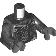 Lego Torso Armor, Silver Plates, Chain Mail print, Pearl Titanium Arms, Dark Bluish Gray Hands / Pearl Titanium