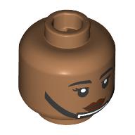 Lego Minifig Head Rebel Trooper, Dark Red Lips, Black Strap, Silver Chin Guard, Neutral/Stern / Medium Nougat