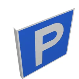 Road Sign Clip-on 2 x 2 Square with "P" on Blue Print / White