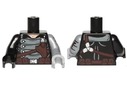 Torso Gray Armor with Holster Pattern (Winter Soldier) / Flat Silver Arm Left with Red Star Pattern / Black Arm Right / Light Bluish Gray Hand Left / Black Hand Right