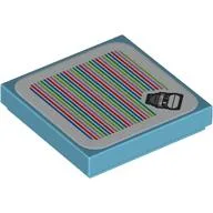 Tile 2 x 2 with Funky Kong and Barcode Print (Sticker) / Medium Azure
