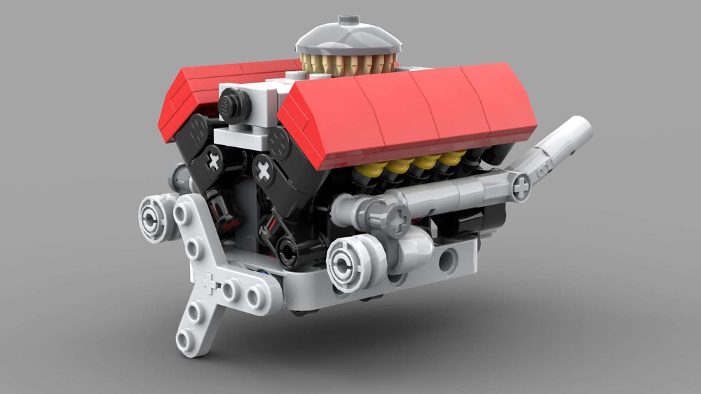 Lego Twin-turbo V8 Engine: Circular Air Filter Edition