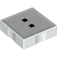 Duplo Tile 2 x 2 with ':' Print / White
