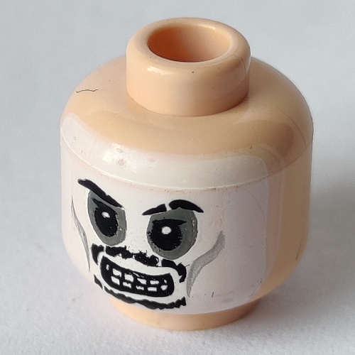 Lego Minifig Head Captain Jack Sparrow, Moustache Determined / Skull Face Print / Light Nougat