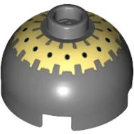 Brick Round 2 x 2 Dome Top with Black Spots on Yellow Print (Buzz Droid)