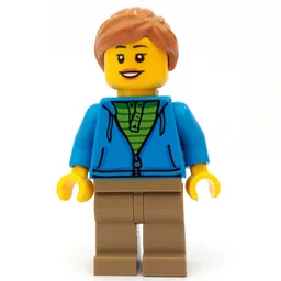 Woman, Open Dark Azure Hoodie over Lime Shirt, Dark Tan Legs, Medium Nougat Hair, Hearing Aid
