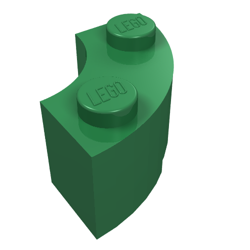 Lego Brick Round Corner 2 x 2 Macaroni with Stud Notch and Reinforced Underside [New Style] / Green