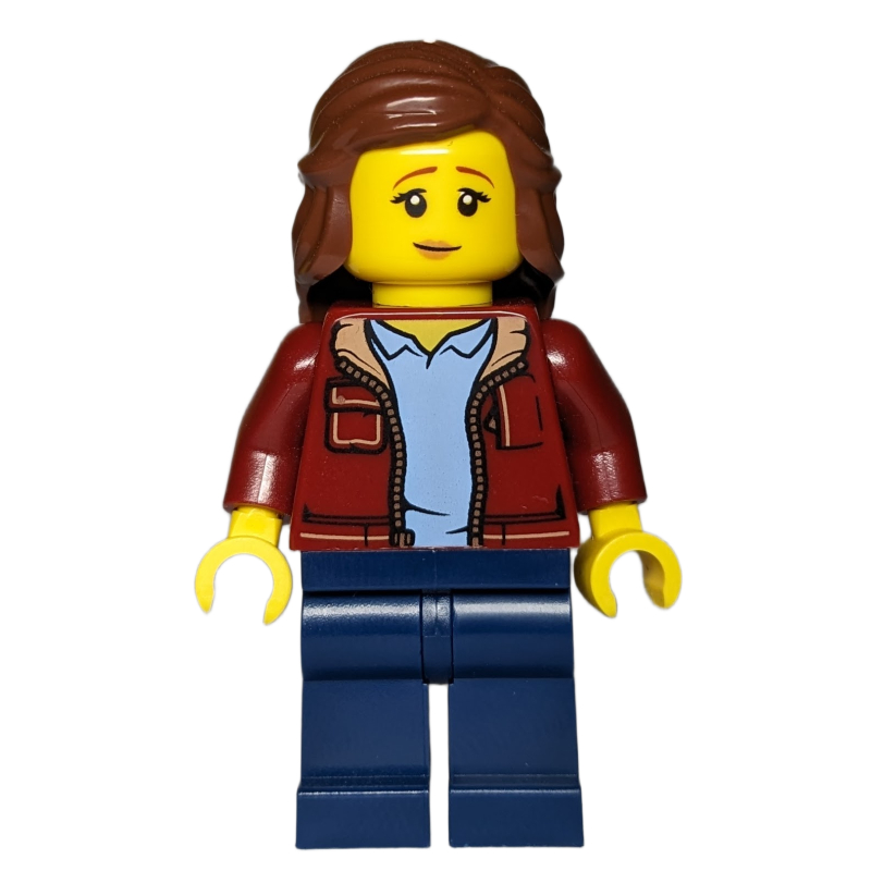 Lego Dark Red Torso, Dark Blue Legs, Reddish Brown Hair