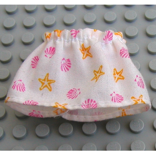 Lego Belville, Skirt, Adult, Short, Clam and Starfish Print / White