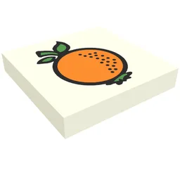 Tile 2 x 2 with Fabuland Orange Print / White