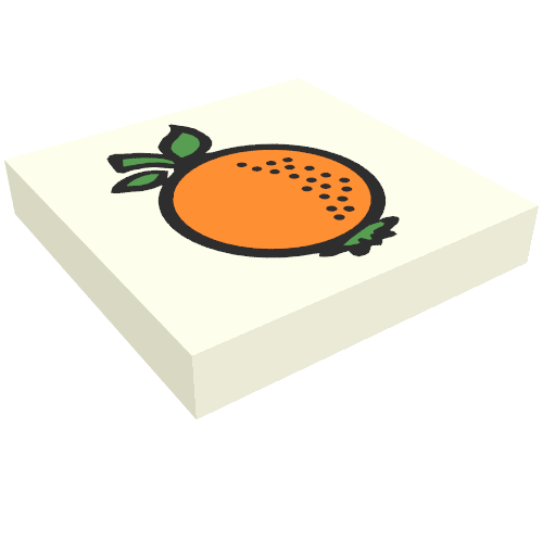 Lego Tile 2 x 2 with Fabuland Orange Print