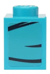Brick 1 x 1 with 3 Black Lines on Medium Azure Background Pattern Model Right Side (Sticker) - Set 76898